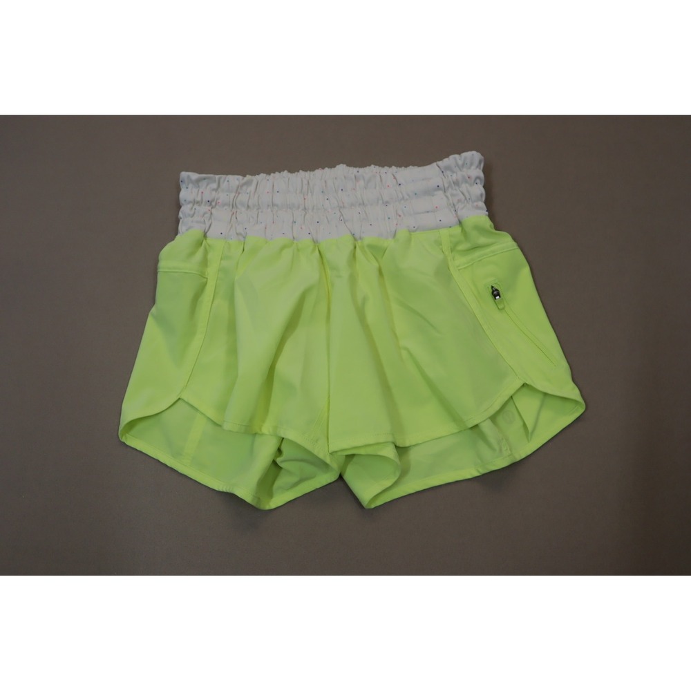 Lululemon Women's Yellow Midrise Shorts with Cream Confetti Waistband‎ Size 8